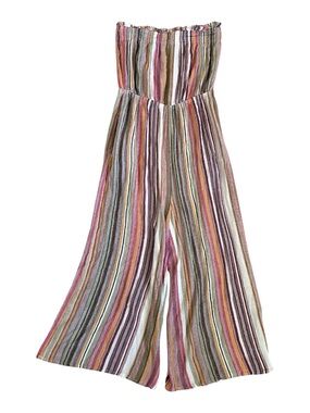 Charlie Moss Striped Strapless Jumpsuit